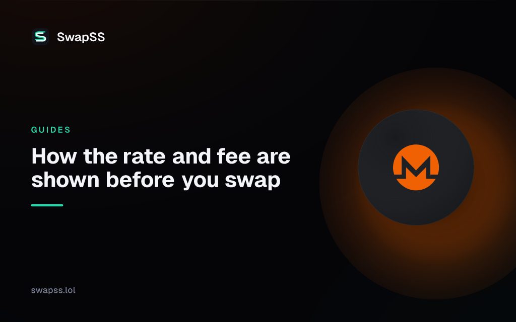 How the rate and fee are shown before you swap